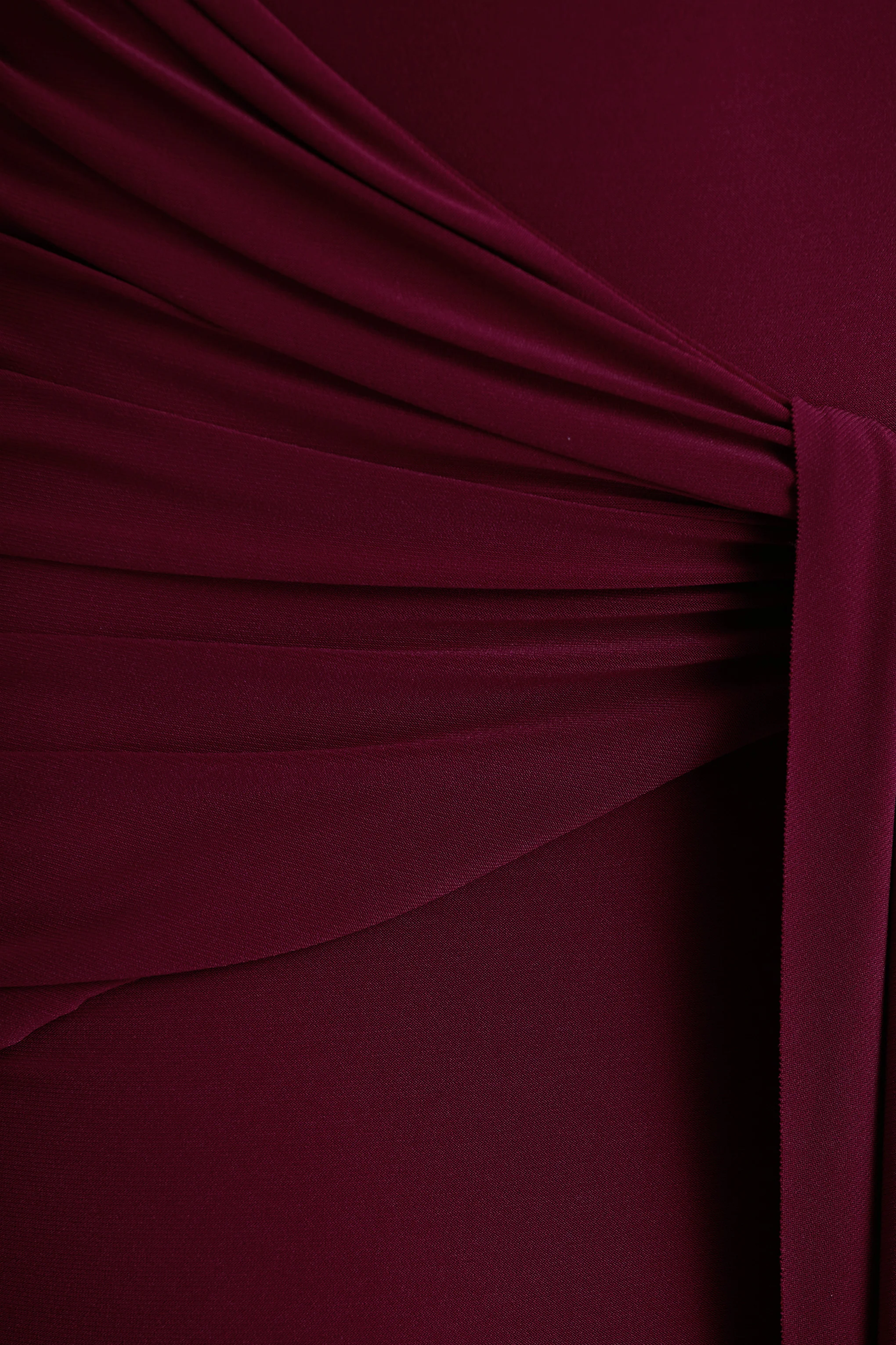 Pietra | Berry High-Neck Long Sleeve Knot Maxi Dress - Image 6