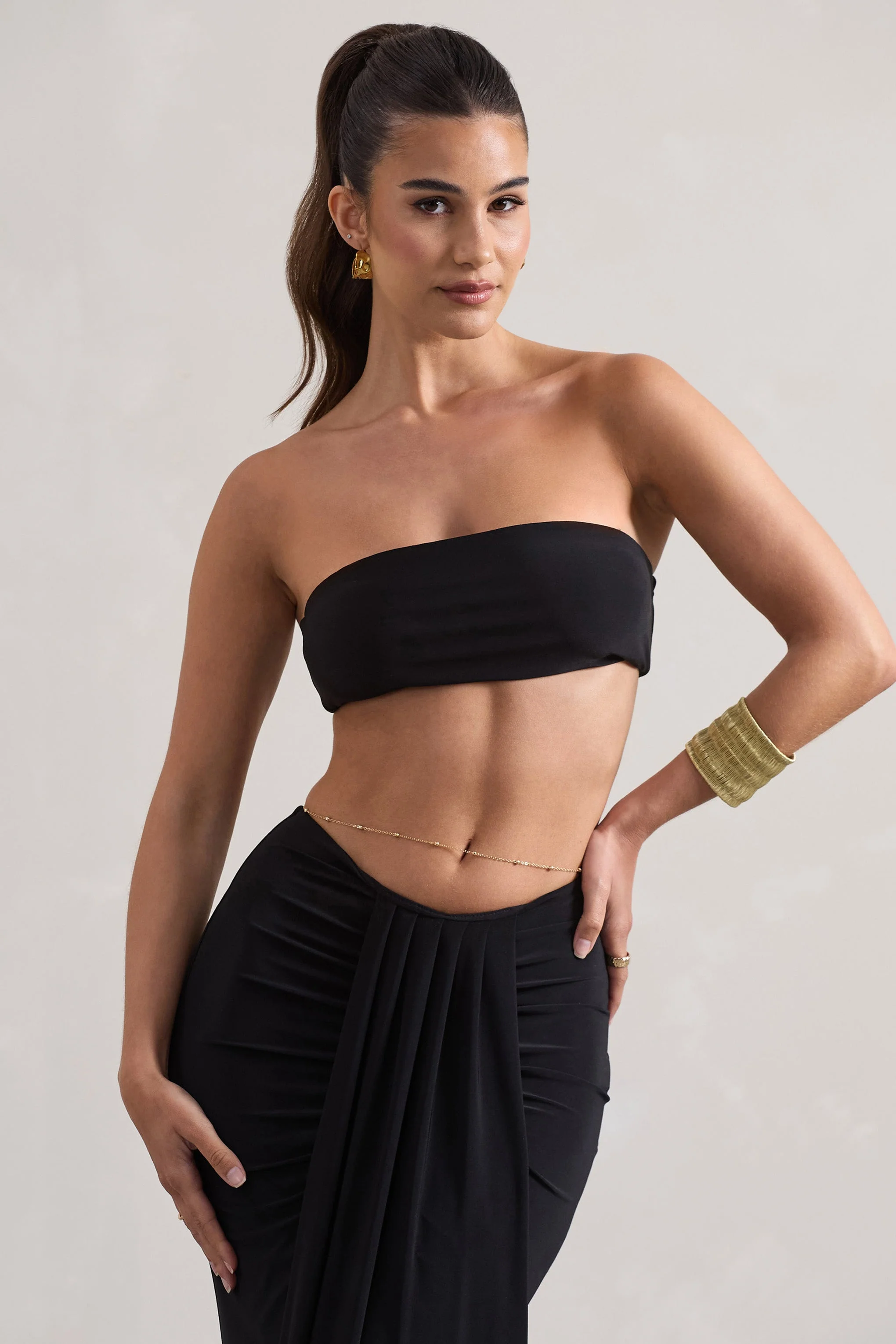 Vada | Black Bandeau Crop Top - Image 3